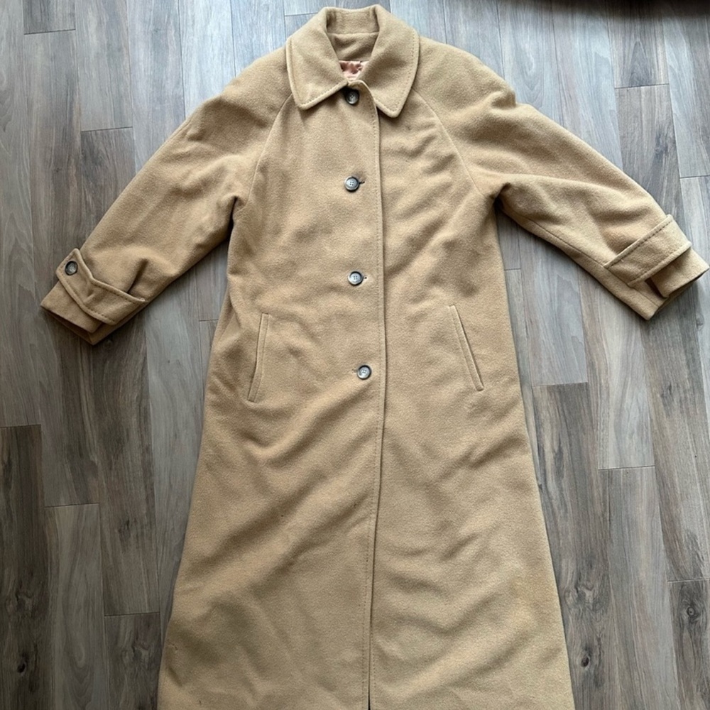 Vintage 90s Camel Hair Wool Tan Coat - Picture 3 of 14